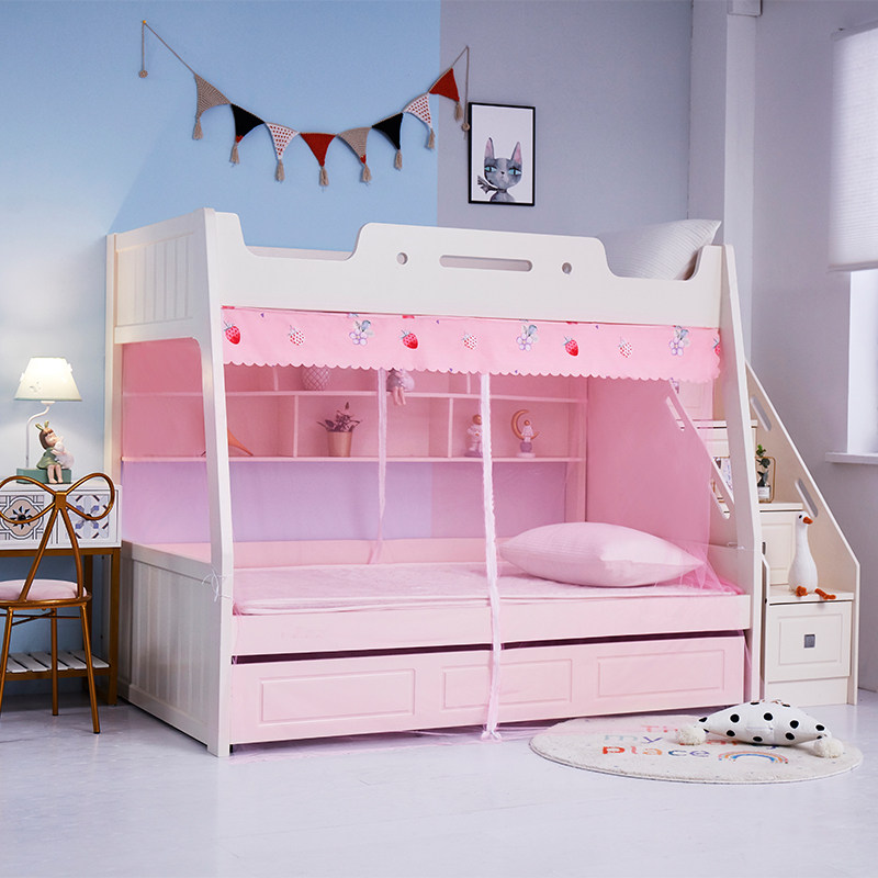 门拉链蚊帐子母床梯柜层上下铺带书架磁吸门防尘文帐1.2m1.,淘宝优惠券,粉丝福利购,淘宝优惠卷