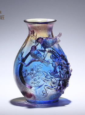 琉璃梅花瓶摆件新房子客厅装饰搬新家礼物乔迁新居礼物高档