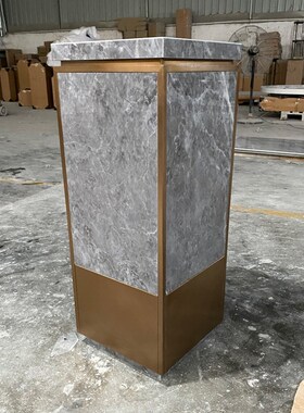 大理石底座酒店地别墅客厅落馆轻奢高档装饰石台立柱展材定制