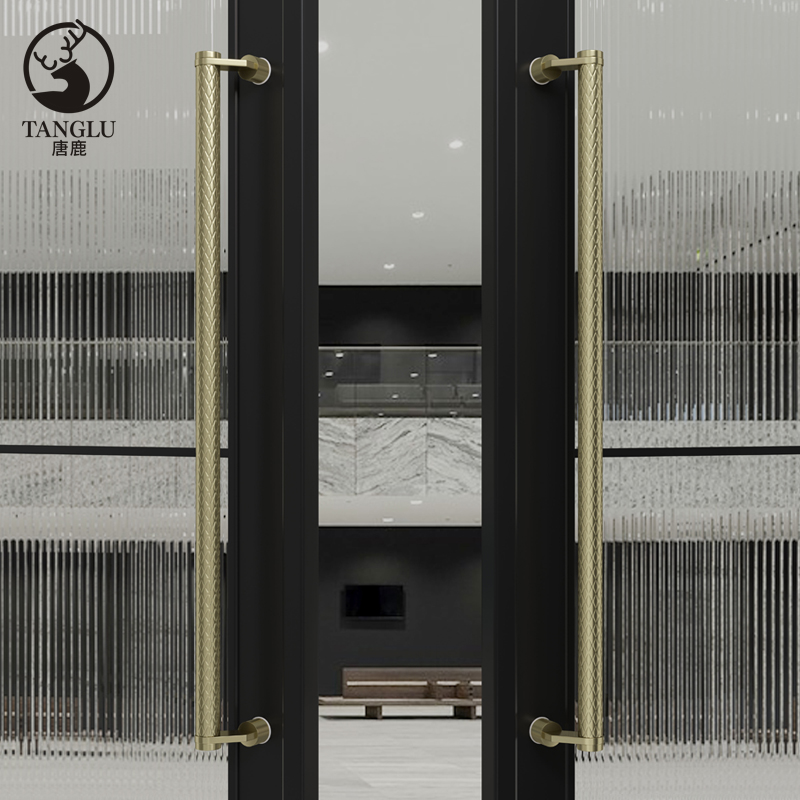 极简玻璃门拉手不锈钢金色扶手对装商店铺高档推拉有框实木门把手 - 图0