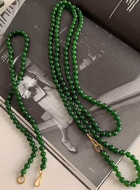 多种戴法天然绿玉髓项链配饰高级感中式显白长款国风打结轻奢颈链