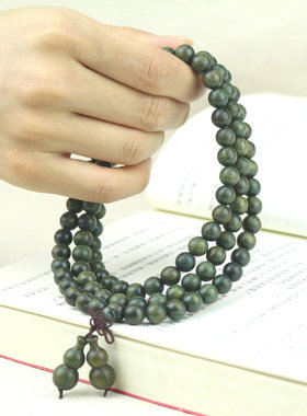 天然绿檀木手链精品正宗檀香木文玩佛珠沉香念珠手串男女情侣款