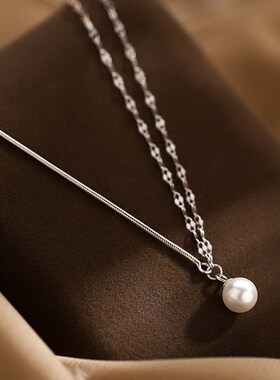 珍珠项链女款2024新款爆款单颗项链吊坠轻奢小众锁骨链七夕礼物