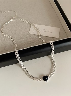滴油爱心链条金属项链女小众设计复古个性简约百搭气质颈链锁骨链