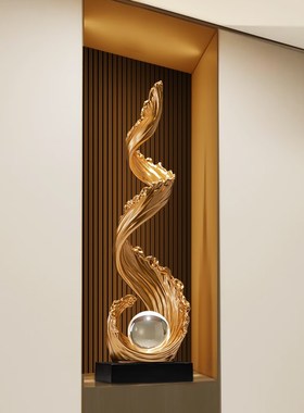 风生水起入户入门玄关艺术装饰摆件轻奢高档客厅电视柜高级感竖高