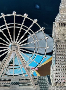 知名地标英国伦敦大本钟摩天轮复古建筑模型组合欧式办公室