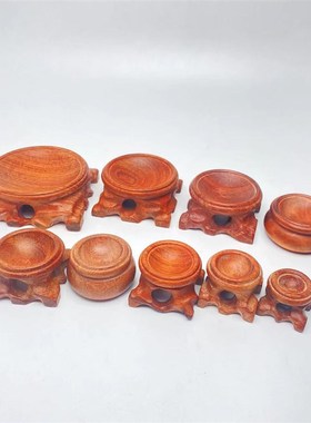 水晶球实木底座葫芦核桃摆放圆球蛋形黑檀木质木雕底托基座摆件