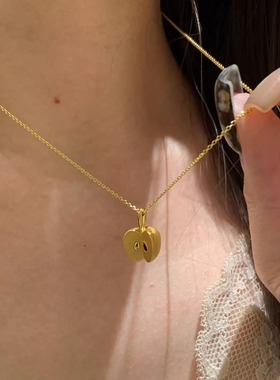 S999纯银金色苹果毛衣链女礼物