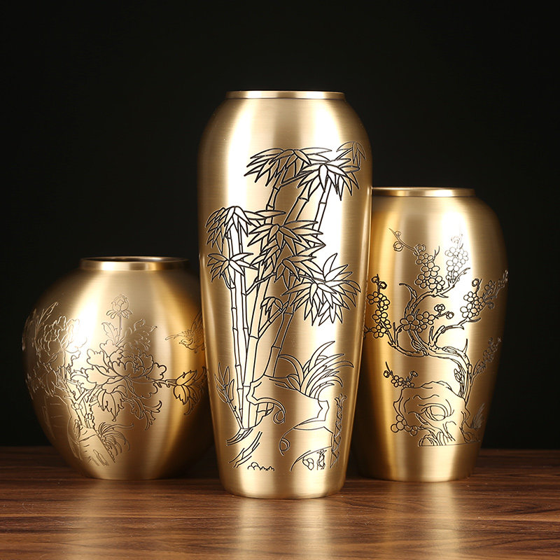 雕花花瓶新中式家居客厅装饰品创意摆件干花插花器,淘宝优惠券,粉丝福利购,淘宝优惠卷