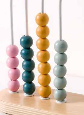 儿童房摆件样板间家居饰木男孩女孩卧室创意品质算珠架桌面装饰品