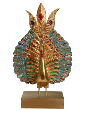 泰国孔雀开屏桌面摆件实木复古客厅东南亚家居装饰品中式玄关摆设