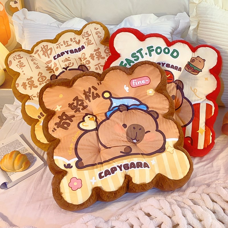 卡皮巴拉坐垫冬季办公室久坐屁垫学生宿舍儿童教室可爱加厚椅子垫 - 图0