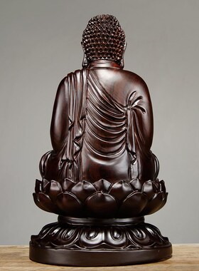 木雕大日摆件实木阿佛陀家摩尼教弥用