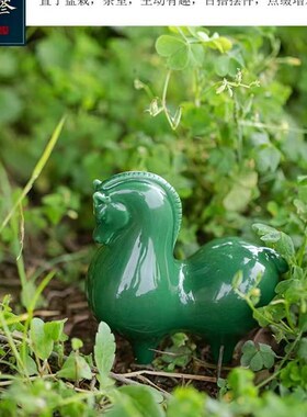 创意茶瓷饰马可爱小唐马新中式客厅陶桌面装绿手摆件