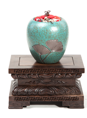 红木底座雕刻奇石头玉器鱼缸观音莲花摆件长方形实木底座