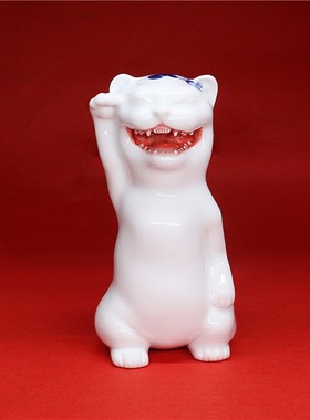 不仁斋 陶瓷雕塑陶瓷青花大猫不含底座摆件潮玩