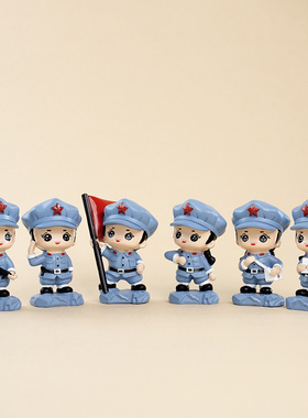 红军情侣娃娃革命爱情小兵公仔树脂结婚庆房间装饰品桌面装饰摆件