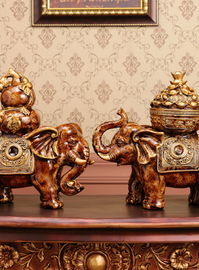 欧式招财大象一对创意客厅玄关电视柜酒柜工艺摆设家居装饰品摆件