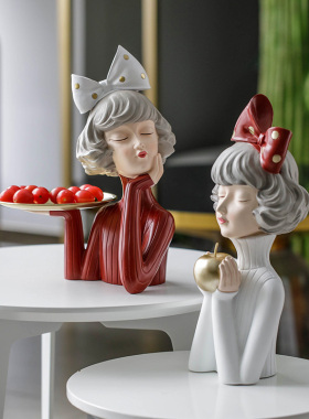 泡泡蝴蝶结意孩创女摆客艺术现轻奢件厅摆设装饰品礼物