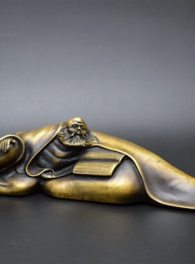 摆件车载黄铜镇纸书房文房铜镇尺摆设汽车内装饰品