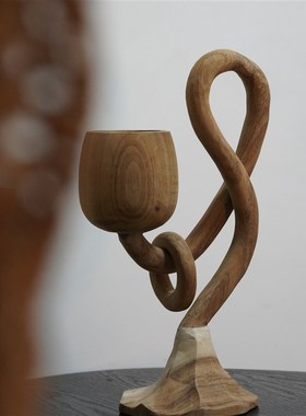 一枚橙 侘寂风复古木制摆件民宿样板房别墅客厅电视柜实木装饰品