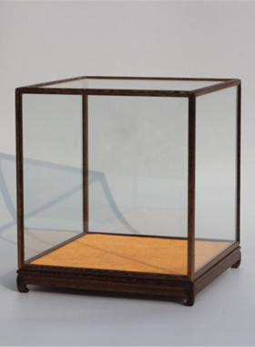 红木玻璃罩 展示柜罩子竖款防尘罩 鸡翅木宝笼55