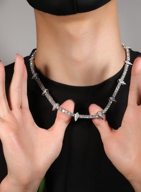 欧美嘻哈满钻夜光滴油黑豹同款项链男夜店潮品气质项链配饰女