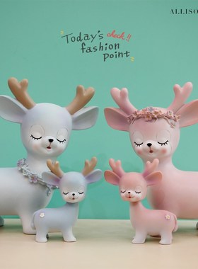 创意可爱小鹿办公桌面家居饰品汽车内装饰摆件送少女礼物
