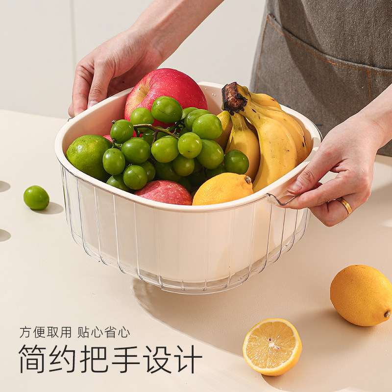 洗菜盆沥水篮新款家用厨房洗菜篮滤水洗水果食品淘菜盆双层水果盘,淘宝优惠券,粉丝福利购,淘宝优惠卷