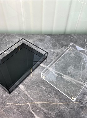 加厚亚克力托盘长方形高透明有机玻璃展示收纳盒加厚钻石抛光工艺