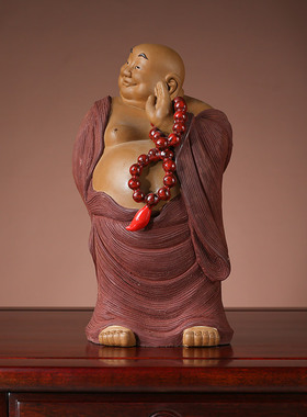 财神爷弥勒佛像招财家用店铺开业客厅装饰品石湾公仔陶瓷手工摆件