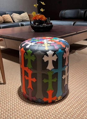 时尚手工交叉拼贴圆沙发咖啡桌凳子试换鞋鞋码头家装