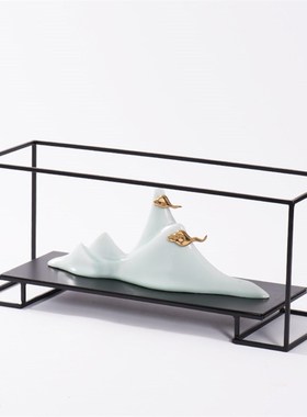 新中式陶瓷太湖石假山摆件样板房家居酒店客厅博古架玄关软装饰品