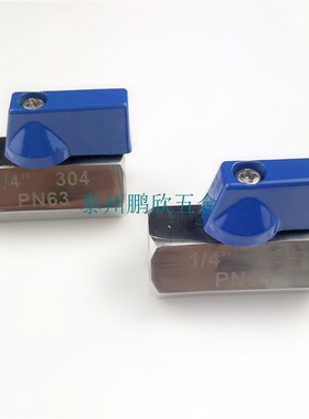 304/316L不锈钢迷你球阀双外丝内外丝双内丝蓝色手柄精抛光