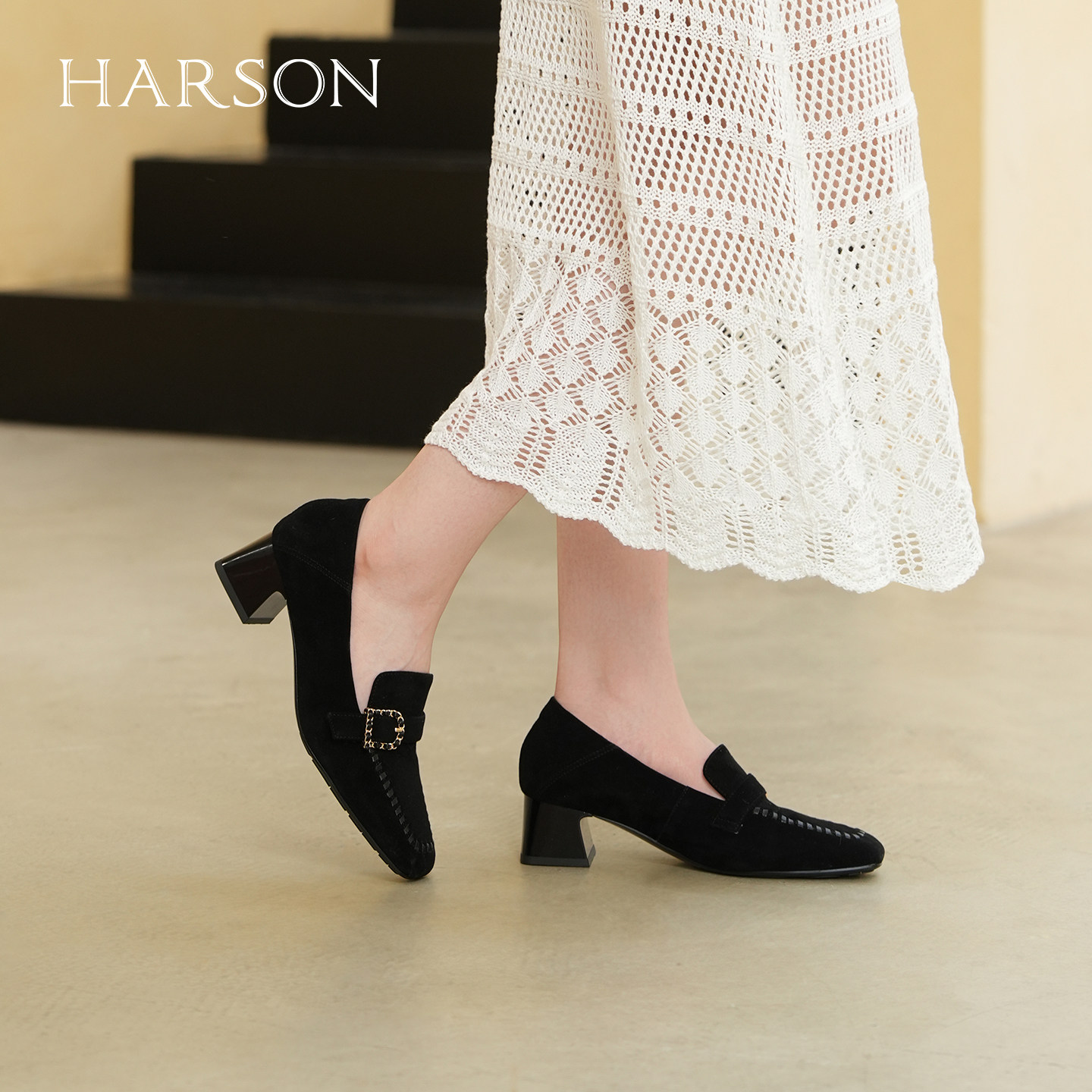 哈森复古玛丽珍女鞋2025新款深口粗跟单鞋高跟小皮鞋HWL250129,淘宝优惠券,粉丝福利购,淘宝优惠卷