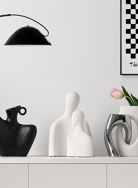 黑白简约创意家居酒柜装饰品摆件客厅玄关桌面高级感兔子新房摆设