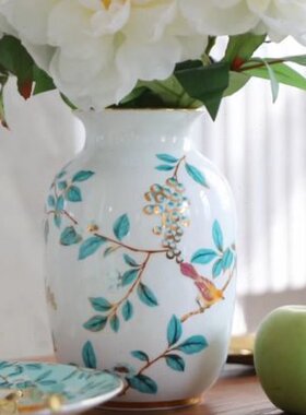 欧式陶瓷花瓶田园干花插花瓶骨瓷现代复古餐桌客厅家居高档送礼