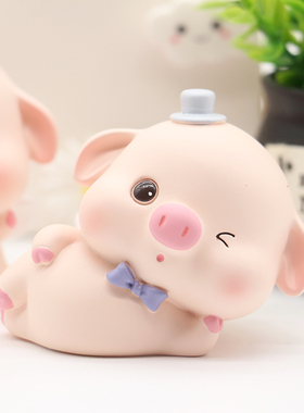 卡通小猪汽车摆件祝福保平安诸事顺利家居桌面摆件可爱治愈车饰品