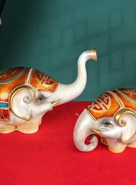 黄铜大象摆件f一对 Q象创意礼品铜器装饰品家居办公室玄关装饰雕