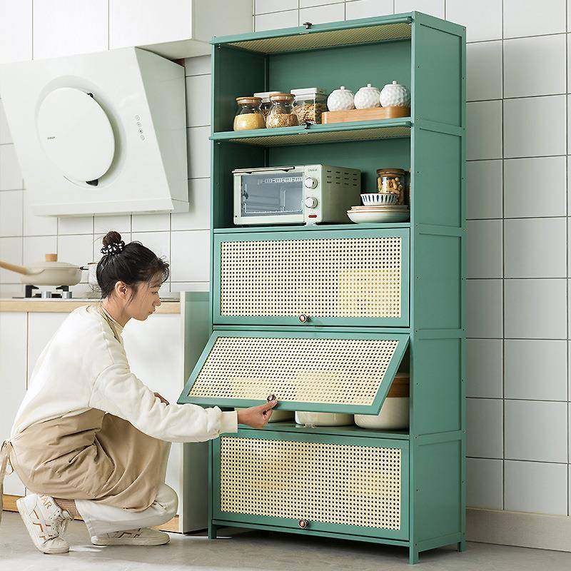 厨房储物柜子带门置物架落地多层家用多功能放锅具碗碟电器收纳架,淘宝优惠券,粉丝福利购,淘宝优惠卷
