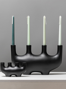 现代北欧鹿角烛台摆件意式极简软装样板间售楼部餐桌家居饰品配搭