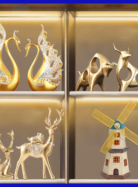 轻奢档家居装饰品2023新款客厅酒柜G摆件红酒架电视书柜桌面玄关