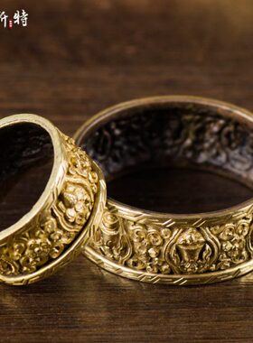 藏族曼扎盘修盘 尼泊尔手工紫铜雕花镀金鎏金曼茶罗 八吉祥曼达盘