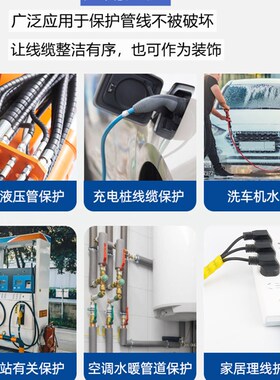螺旋保护套洗车机水管压胶管液压油管装饰电线电缆缠绕管包线管