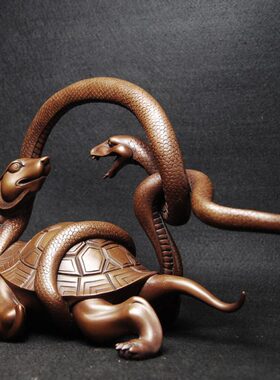 铜制龙龟摆件四神兽玄武办公室客厅桌面摆设装饰品工艺品开业礼品