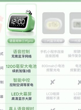 2024新款智能闹钟起床神器多功能学生专用高中生强力叫醒夜灯时钟