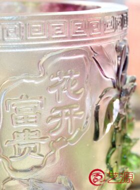 琉璃摆件花开富贵笔筒时尚创意商务家居饰品同事朋友生日礼品礼物