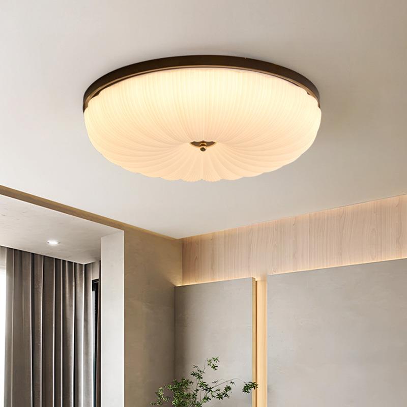 新中式吸顶灯实木现代简约南瓜创意贝壳儿童房全光谱护书房卧室灯 - 图0