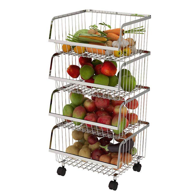 304不锈钢厨房置物架落地多层可移动家用收纳筐放水果蔬菜篮架子,淘宝优惠券,粉丝福利购,淘宝优惠卷