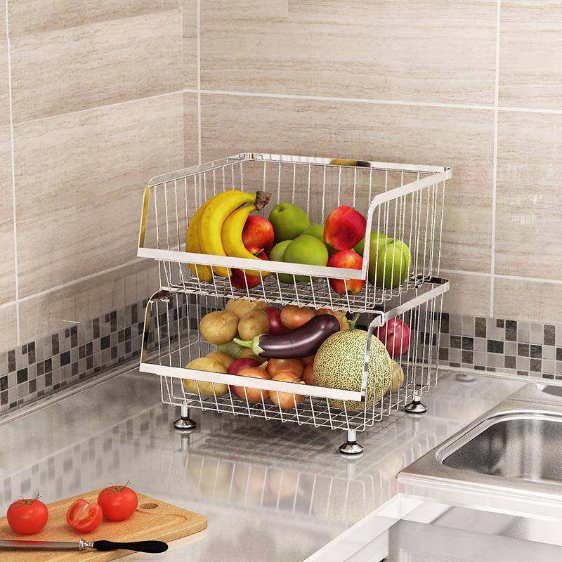304不锈钢厨房置物架落地多层可移动家用收纳筐放水果蔬菜篮架子,淘宝优惠券,粉丝福利购,淘宝优惠卷